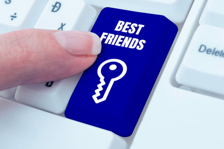 Text showing inspiration Best Friends. Conceptual photo A person you value above other persons Forever buddiesの写真素材