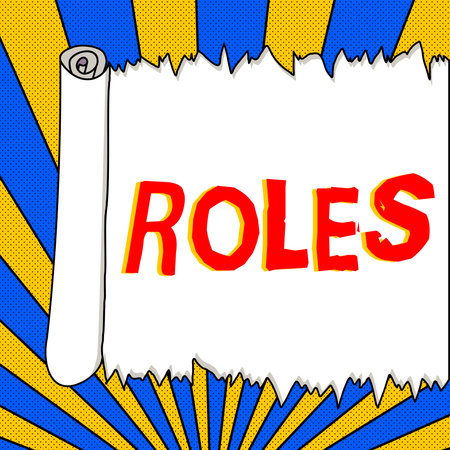Conceptual display Roles. Business showcase part played by person thing in particular situation Actor professionの写真素材