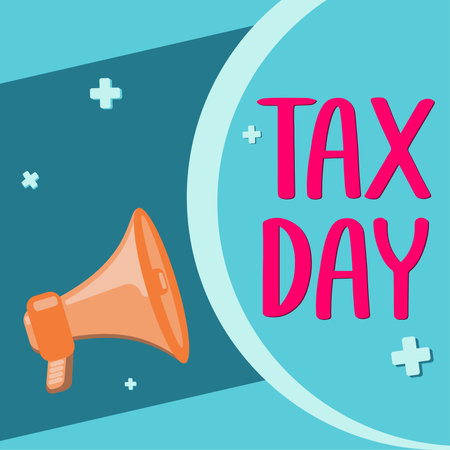Hand writing sign Tax Day. Word Written on colloquial term for time on which individual income tax returnsの写真素材