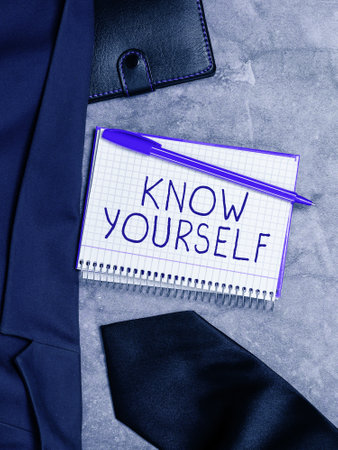 Text caption presenting Know Yourself. Word for Find You Understanding Strength and Weaknesses Identityの写真素材