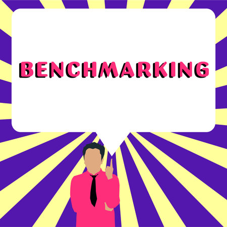 Text caption presenting Benchmarking. Word for Evaluate something by comparison with a standard Strategyの写真素材