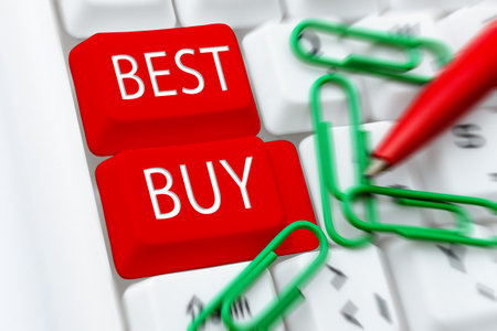 Text showing inspiration Best Buy. Business concept most advantageous combination of cost and quality of a productの写真素材