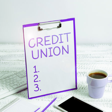 Conceptual caption Credit Union. Business concept cooperative association that makes small loans to membersの写真素材