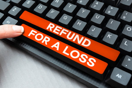Text caption presenting Refund For A Loss. Word for pay back money typically to customer who is not satisfied with goodsの写真素材