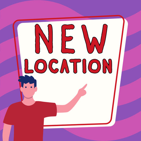 Writing displaying text New Location. Business idea Get located on a new place and establishing home or businessの写真素材