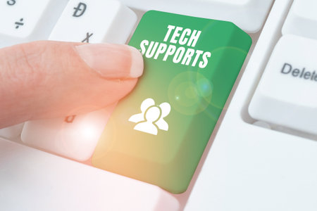 Inspiration showing sign Tech Supports. Business idea Help given by technician Online or Call Center Customer Serviceの写真素材