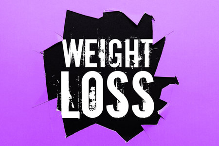Conceptual display Weight Loss. Business approach Decrease in Body Fluid Muscle Mass Reduce Fat Dispose Tissueの写真素材
