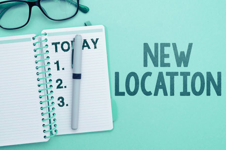 Conceptual caption New Location. Business showcase Get located on a new place and establishing home or businessの写真素材