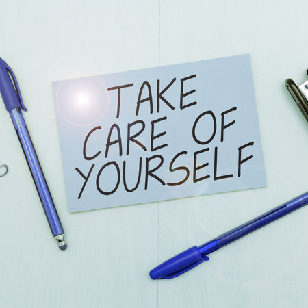 Writing displaying text Take Care Of Yourself. Concept meaning a polite way of ending a get-together or conversationの写真素材
