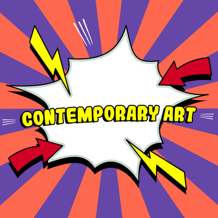 Conceptual display Contemporary Art. Business approach made today by living artists influenced by advancing worldの写真素材