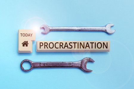 Writing displaying text Procrastination. Conceptual photo Delay or Postpone something boringの写真素材