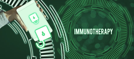 Conceptual display Immunotherapy. Concept meaning treatment or prevention of disease that involves enhancement of immune systemの写真素材