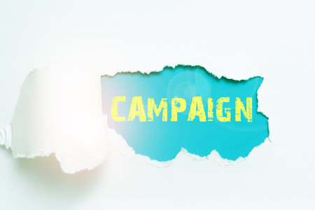 Text caption presenting Campaign. Business showcase organized course of action to promote and sell product serviceの写真素材