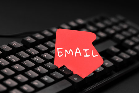 Text caption presenting Email. Word Written on Sending a commercial message to a group of people using mailの写真素材