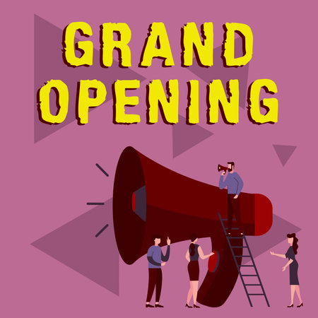 Writing displaying text Grand Opening. Concept meaning Ribbon Cutting New Business First Official...
