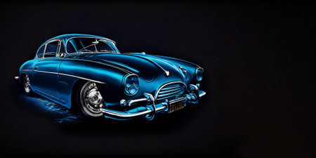 Classic american car on black background. 3D illustration. 3D rendering.の素材