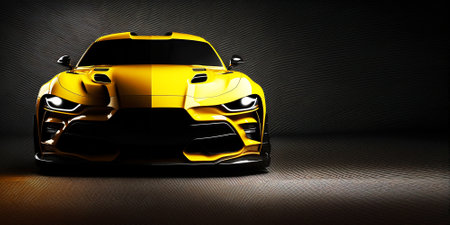 3D rendering of a brand-less generic concept car in studio environmentの素材
