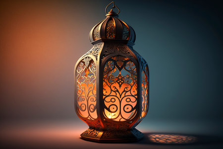 Lantern with arabic ornament. Ramadan Kareem backgroundの素材