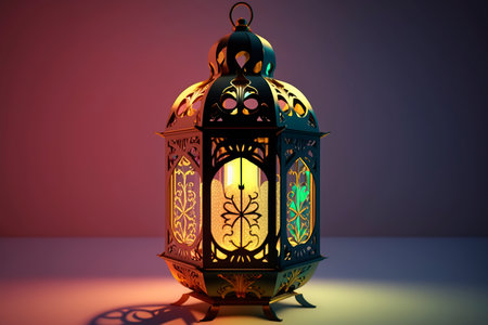 Lantern in vintage style. Ramadan Kareem. 3D renderingの素材