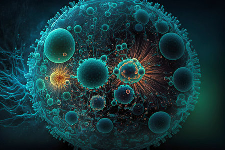 3d rendering of virus in digital space. Computer generated graphics.の素材