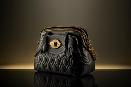 Luxury black leather clutch on a dark background. 3d renderingの素材