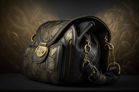 Luxury handbag on a black background. 3d renderingの素材
