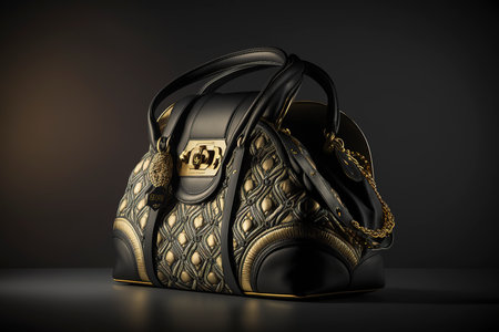 Luxury snakeskin python handbag on a black background. 3d renderingの素材