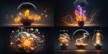 Set of 3d Realistic Detailed Electric Bulbs. Vector Illustrationの素材
