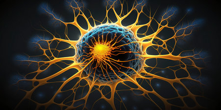 3d illustration of neuron cell, brain cell, neurons, nervous systemの素材