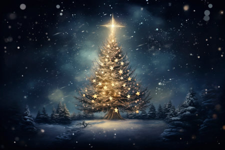 Christmas card with Magic Tree , copy spaceの素材
