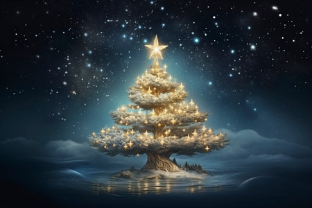 Christmas card with Magic Tree , copy spaceの素材