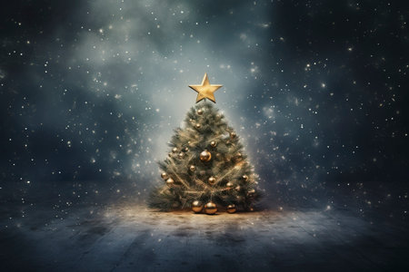 Christmas card with Magic Tree , copy spaceの素材