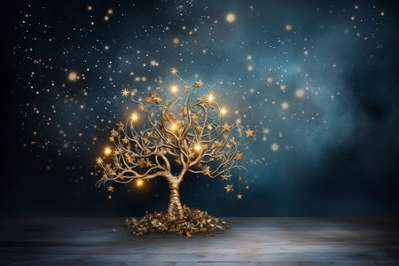 Christmas card with Magic Tree , copy spaceの素材