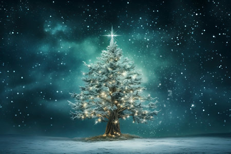 Christmas card with Magic Tree , copy spaceの素材