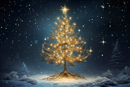Christmas card with Magic Tree , copy spaceの素材