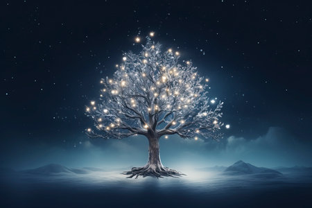 Christmas card with Magic Tree , copy spaceの素材