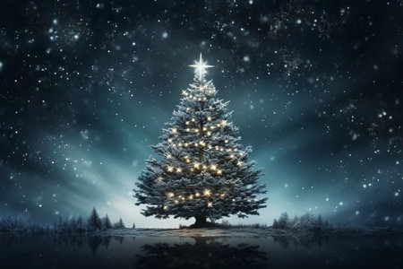 Christmas card with Magic Tree , copy spaceの素材