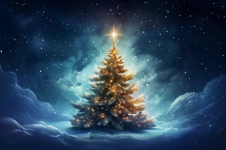 Christmas card with Magic Tree , copy spaceの素材