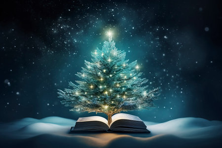 Christmas card with Magic Tree , copy spaceの素材