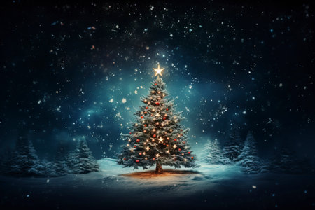 Christmas card with Magic Tree , copy spaceの素材