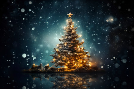 Christmas card with Magic Tree , copy spaceの素材