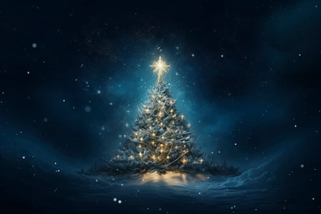 Christmas card with Magic Tree , copy spaceの素材
