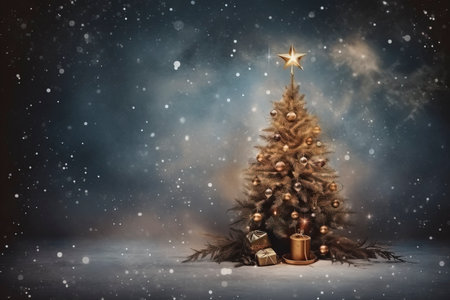 Christmas card with Magic Tree , copy spaceの素材