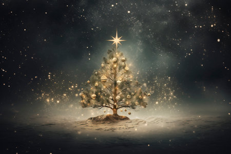 Christmas card with Magic Tree , copy spaceの素材