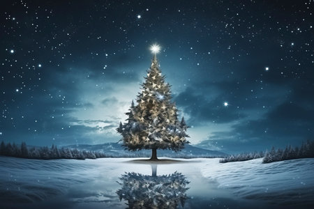 Christmas card with Magic Tree , copy spaceの素材