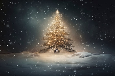 Christmas card with Magic Tree , copy spaceの素材