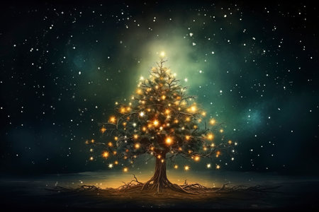 Christmas card with Magic Tree , copy spaceの素材
