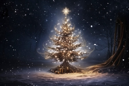 Christmas card with Magic Tree , copy spaceの素材