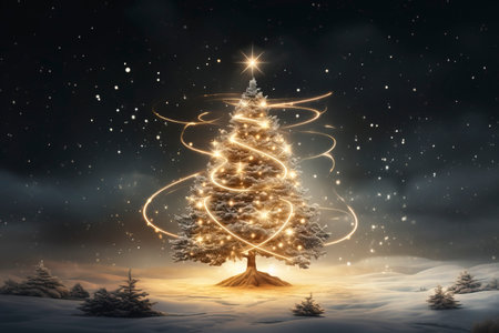 Christmas card with Magic Tree , copy spaceの素材