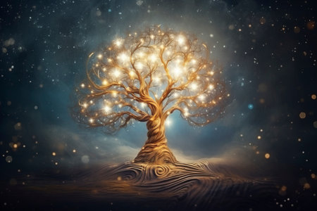 Christmas card with Magic Tree , copy spaceの素材